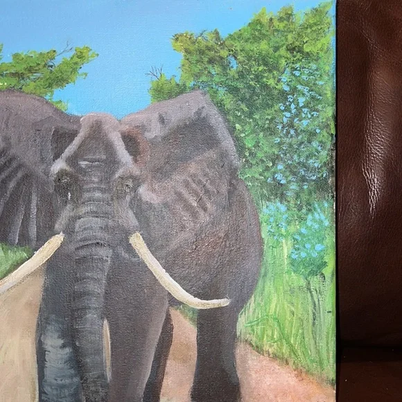 Gorgeous Timothy Gilbert original acrylic elephant safari painting size 11x14!